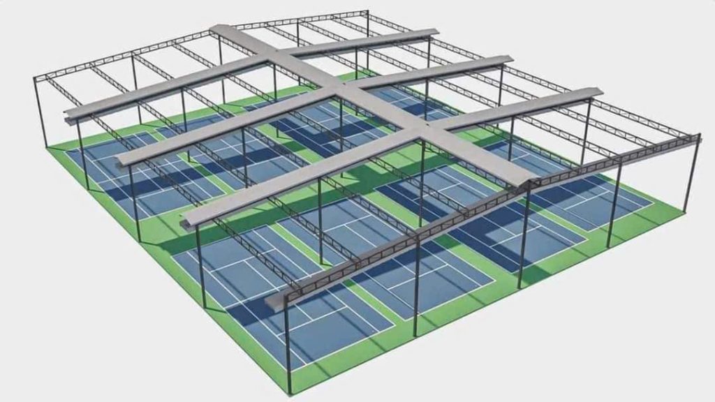 Làm mái che sân Pickleball tập đoàn xây dựng Tiến Mạnh