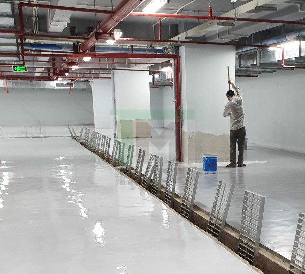 Sơn trần tầng hầm sau khi lắp đặt hệ thống MEP 3 sơn trần tầng hầm tùy chỉnh màu