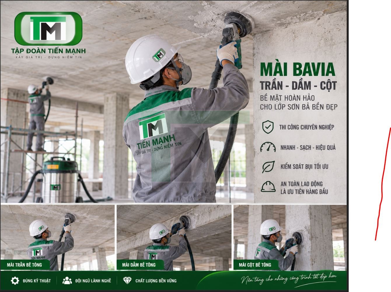 Mài bavia trần bê tông
