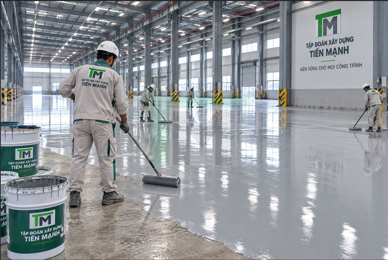 Thi công nền sơn Epoxy