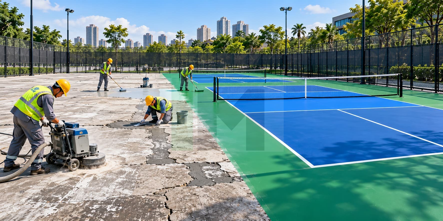 sơn sân Pickleball trên nền bê tông